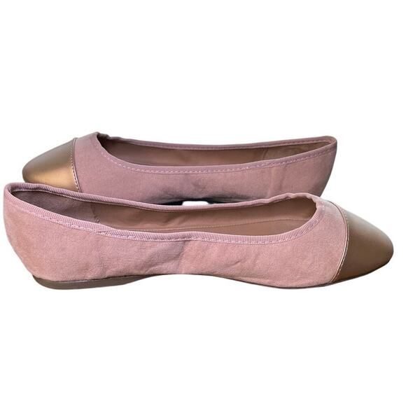 Rohb By Joyce Azria Womens Pink 9M Faux Suede Rose Gold Tip Flats - Picture 2 of 8